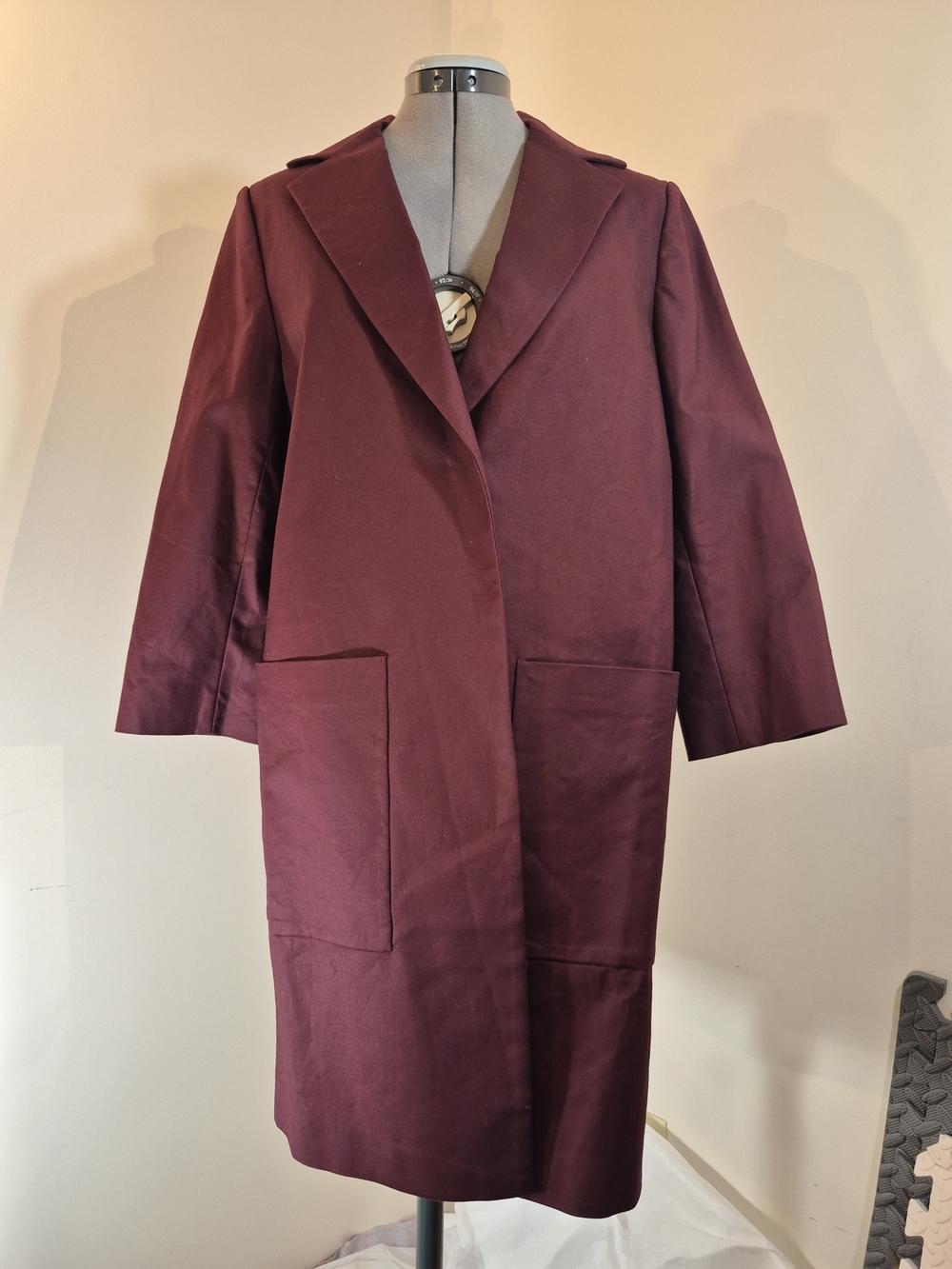OAK + FORT Maroon Long Trench Coat
